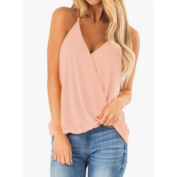 *NWT* Womens Deep V Neck Wrap Spaghetti Strap Tank Top - Picture 3 of 9
